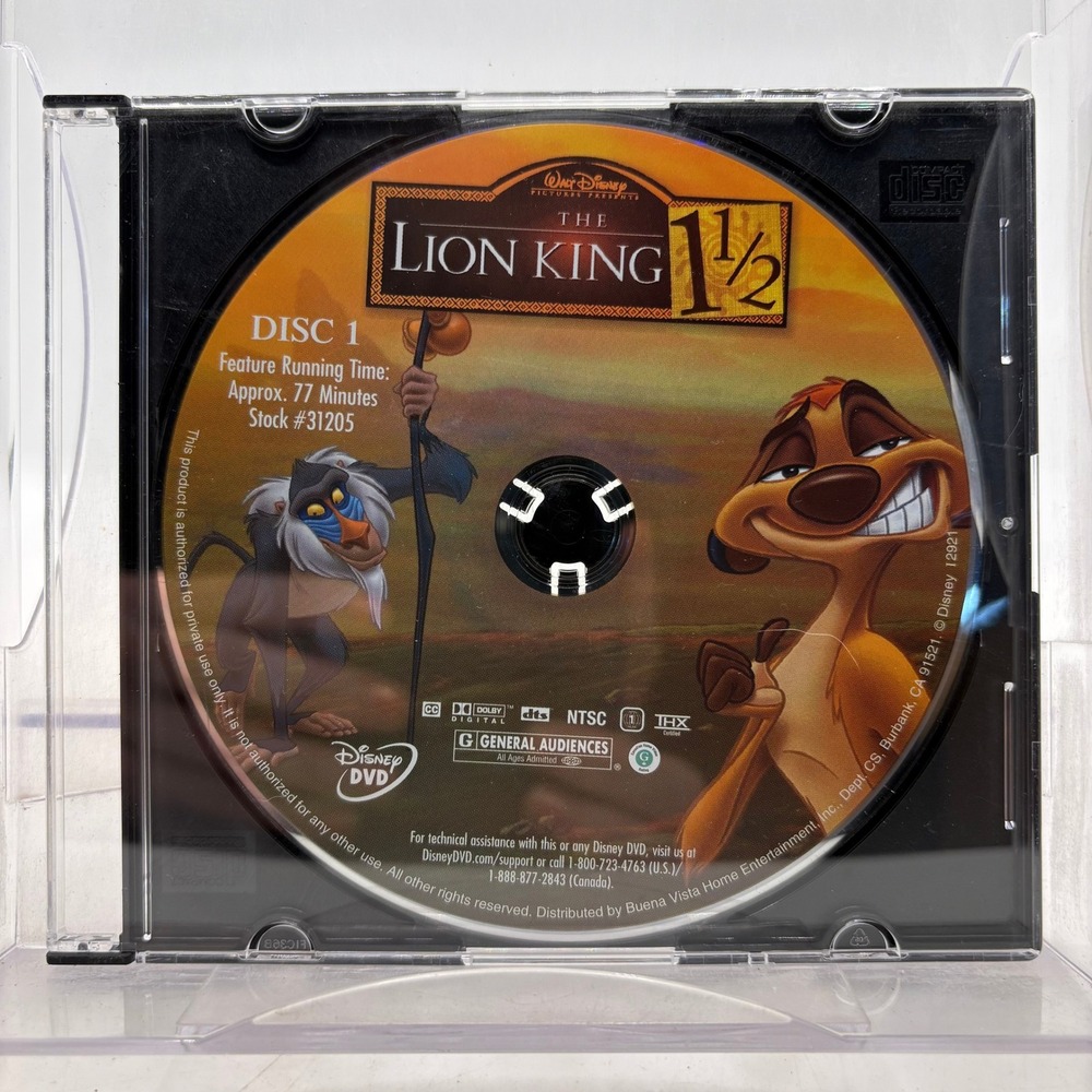 Disney The Lion King 1 1/2 Disc 1 DVD Replacement Movie Stock 31205